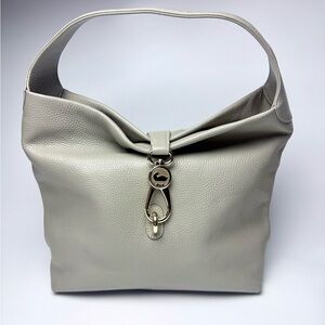 Dooney & Bourke Pebbled Leather Logo Lock Hobo Bag w/ Key Chain & Dust Bag